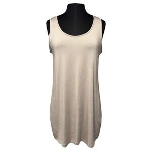 Comfy USA Long Tunic Tank‎ Women's Size XL Beige Stretch Sleevless Layering